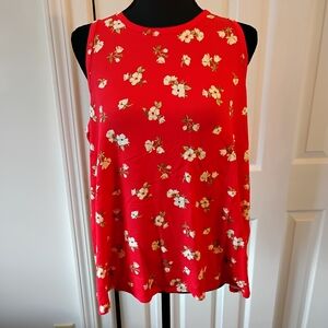 Old Navy Bright Red Floral Tank Top